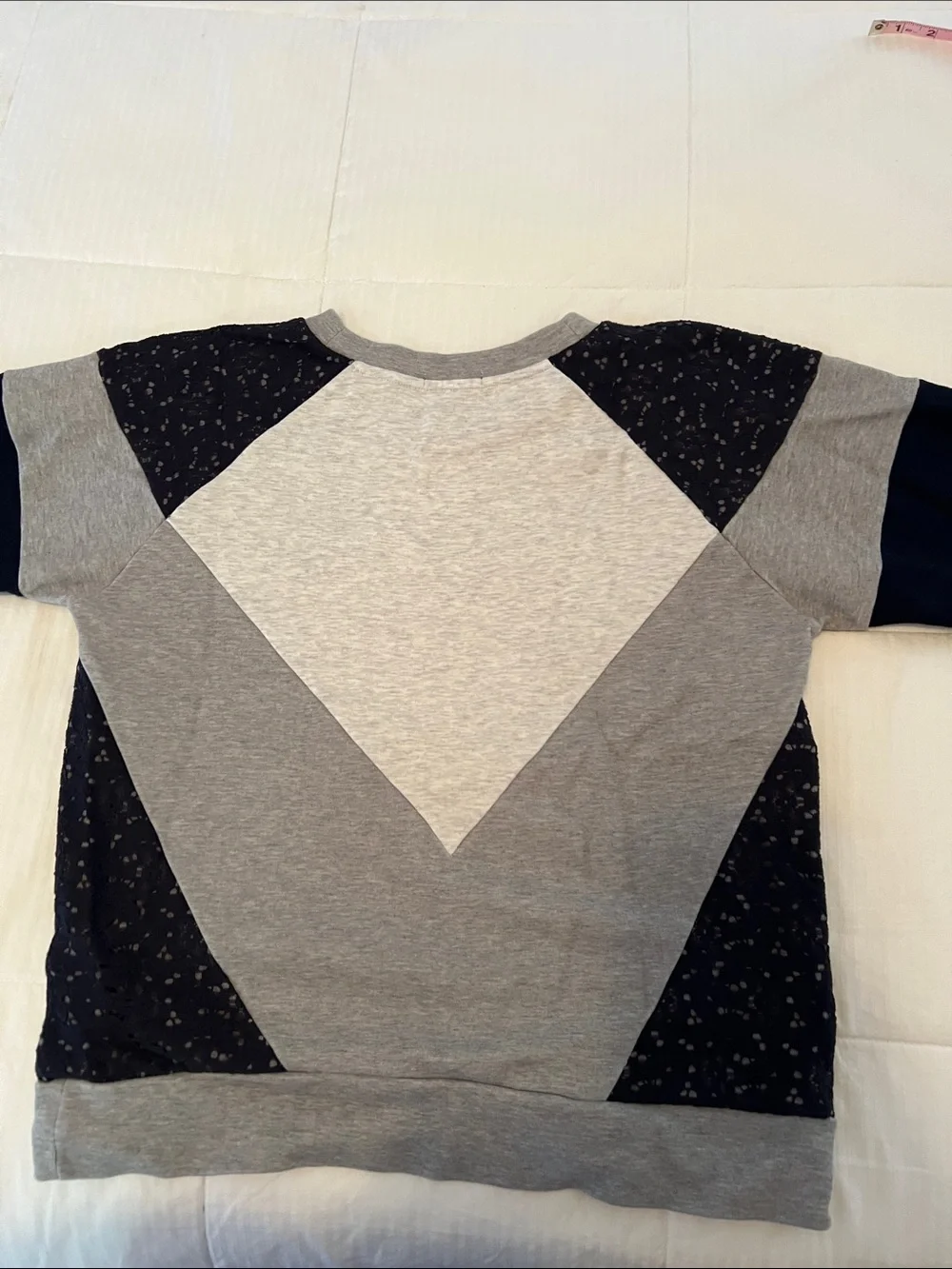 J. Crew Women's Crewneck Colorblock Sweatshirt with lace - Gray & Navy